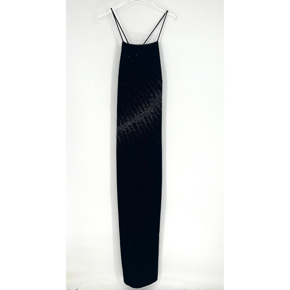 Vtg Velvet Maxi Dress Womens 14 Beaded‎ Fairy Glam Y2K Formal Evening Gown